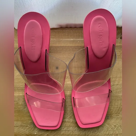 New CULT GAIA Vita Vinyl Stacked Heel Mules in Blossom Pink Size 39