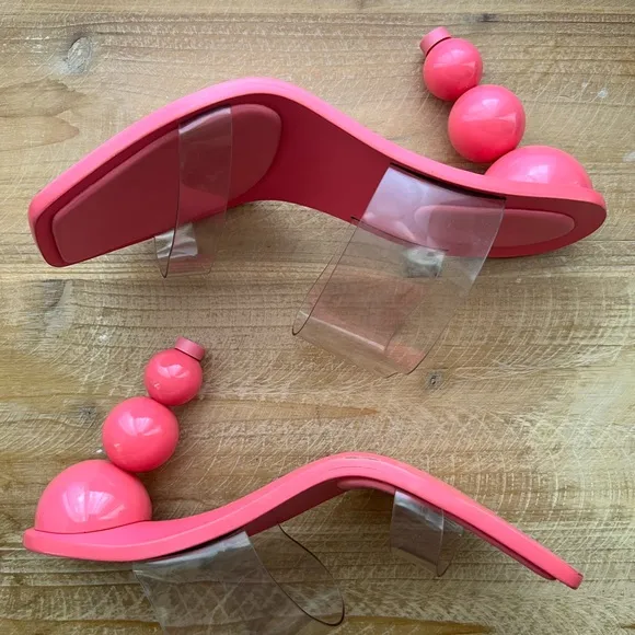 New CULT GAIA Vita Vinyl Stacked Heel Mules in Blossom Pink Size 39