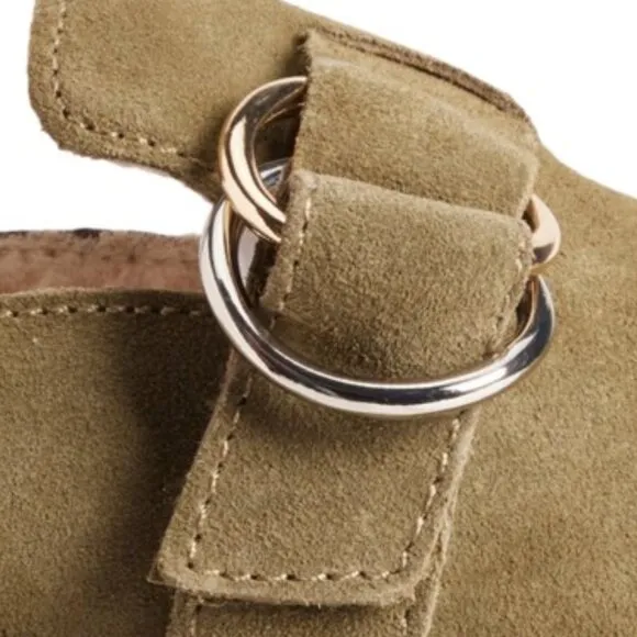 new DOLCE VITA astor plush flats clog shoes  in Olive Suede (252)