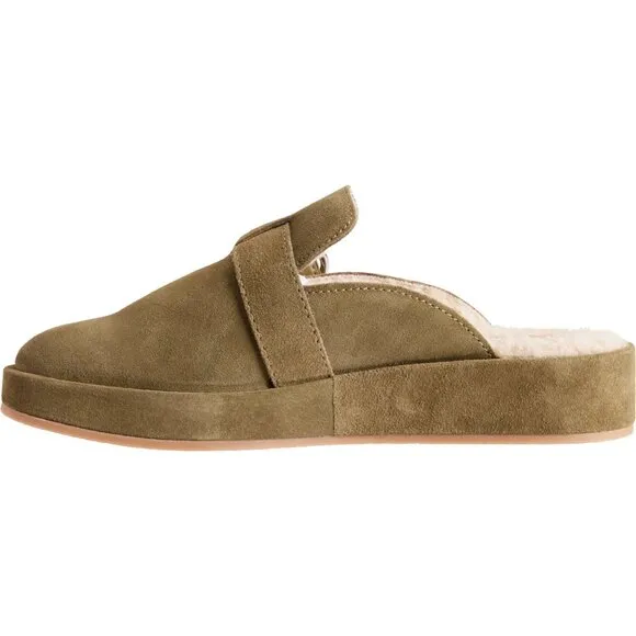 new DOLCE VITA astor plush flats clog shoes  in Olive Suede (252)