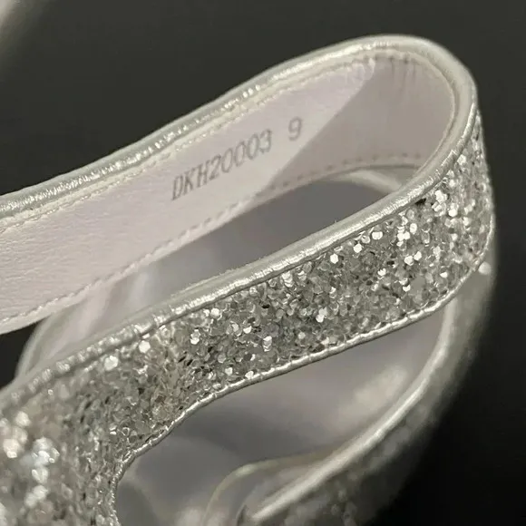 New Dolls Kill Trick N Treatz Silver Glitter Mary Jane Heels Rave Disco Platform