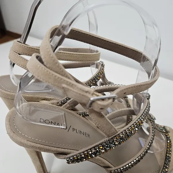 NEW Donald Pliner Winona Strappy Sandals 7.5 Crystal Stiletto Heel Weeding Party