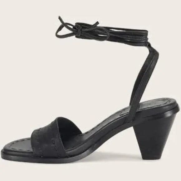 NEW FRYE Leather Estelle Ankle Tie Sandals black for women 567mn