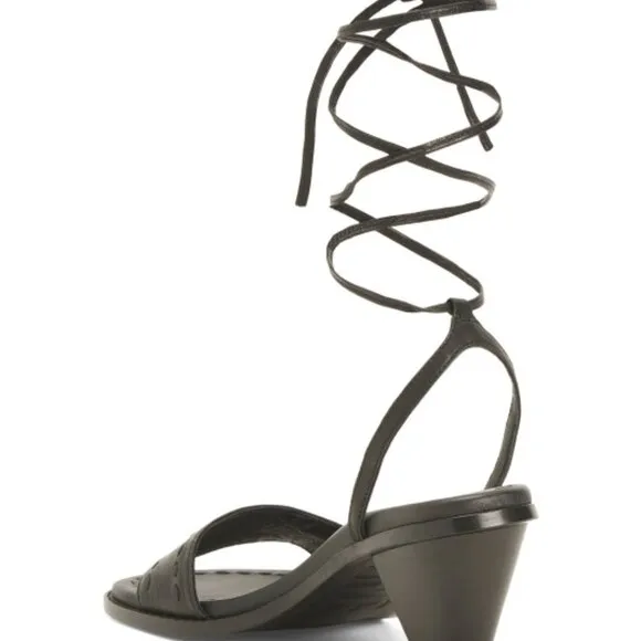 NEW FRYE Leather Estelle Ankle Tie Sandals black for women 567mn