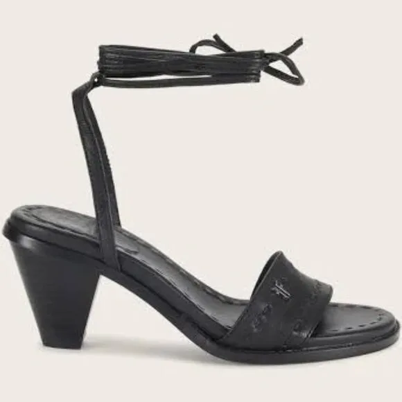 NEW FRYE Leather Estelle Ankle Tie Sandals black for women 567mn