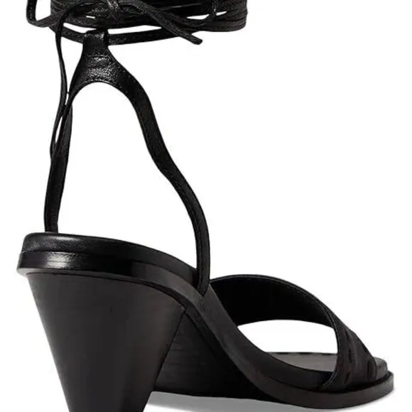 NEW FRYE Leather Estelle Ankle Tie Sandals black for women 567mn
