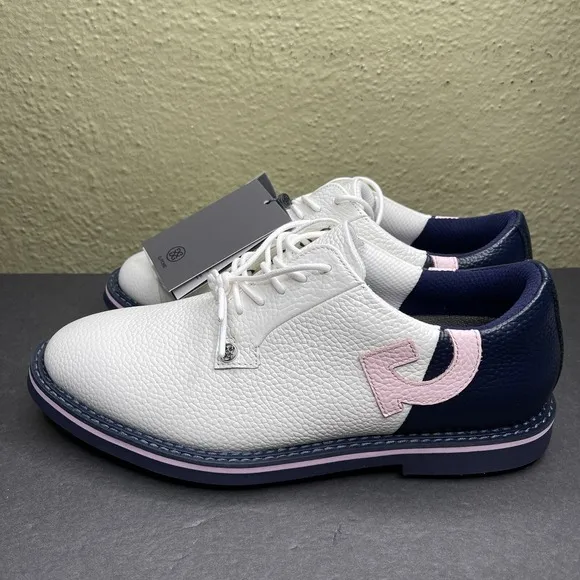 New G/Fore Quarter G Gallivanter Men Size 9.5 White Pink Navy Blue Golf Shoes G4