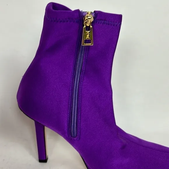 NEW Good American Purple Neoprene Stiletto High Heel Zip Designer Ankle Bootie