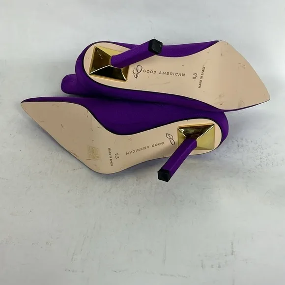 NEW Good American Purple Neoprene Stiletto High Heel Zip Designer Ankle Bootie