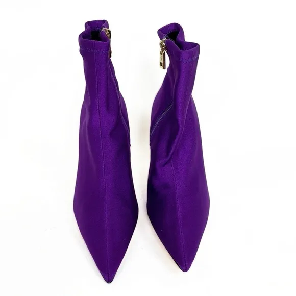 NEW Good American Purple Neoprene Stiletto High Heel Zip Designer Ankle Bootie