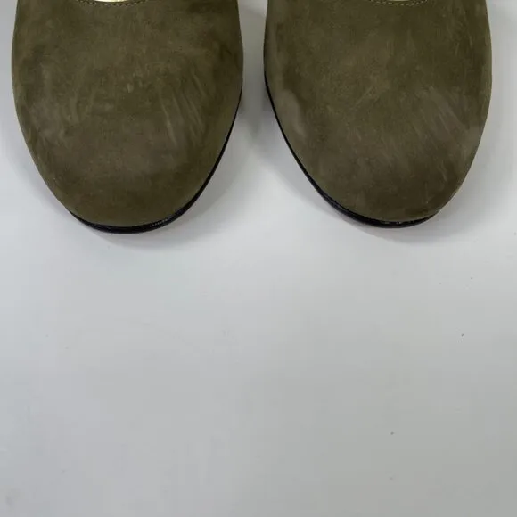 New Isaac Mizrahi Women's Olive Suede Ankle Strap Stiletto Heel Sandal Size 6.5B