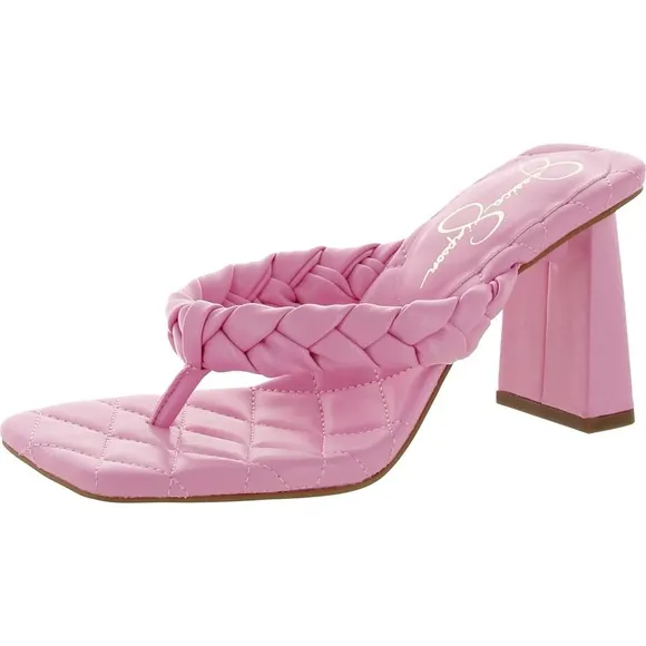 NEW Jessica Simpson Block Heel Thong Sandal Slide Braided Zaliye Barbie Pink 6.5