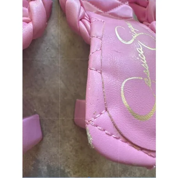 NEW Jessica Simpson Block Heel Thong Sandal Slide Braided Zaliye Barbie Pink 6.5