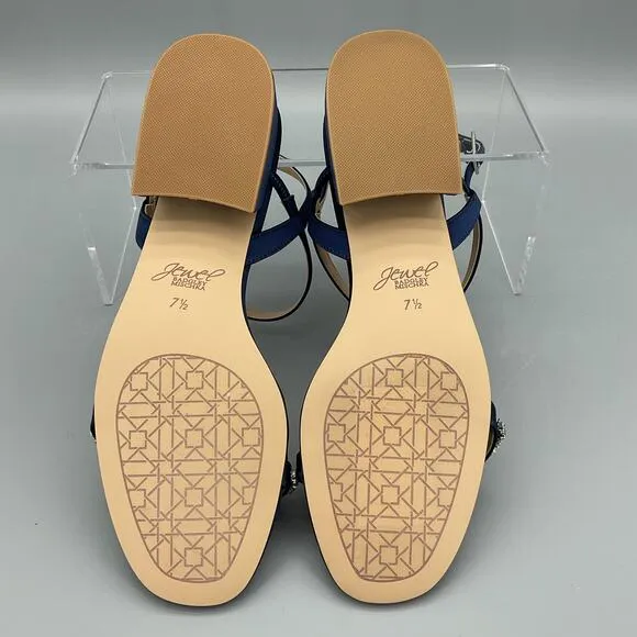 NEW Jewel Badgley Mischka Women’s Aaliyah Satin Sandals Navy Size 7.5