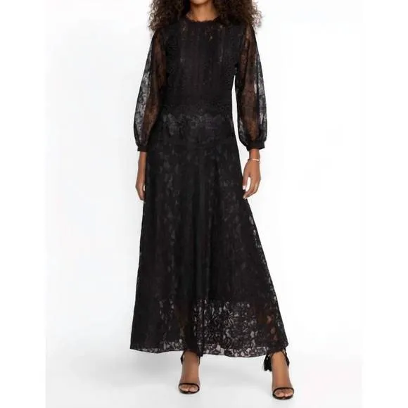 NEW JOHNNY WAS thea lace slip dress in black