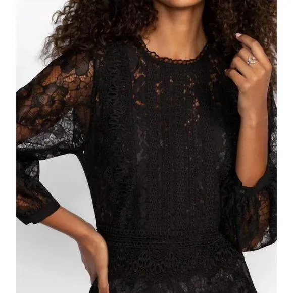 NEW JOHNNY WAS thea lace slip dress in black