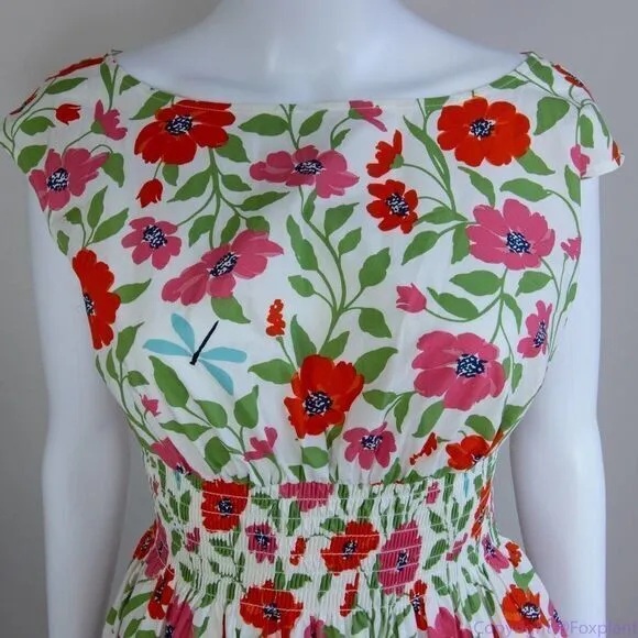 NEW kate spade Bold garden blooms Blaire‎ cotton dress, Cream, Size 4