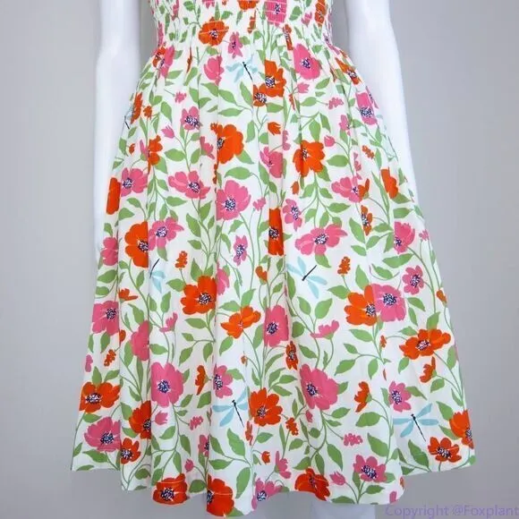 NEW kate spade Bold garden blooms Blaire‎ cotton dress, Cream, Size 4