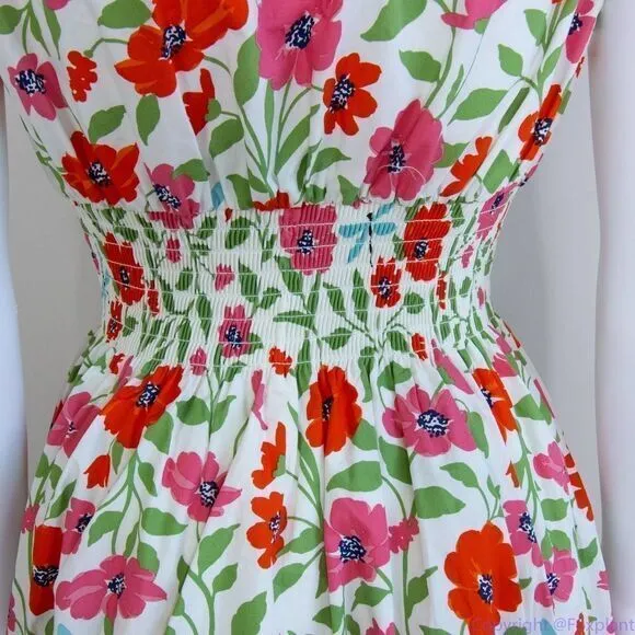 NEW kate spade Bold garden blooms Blaire‎ cotton dress, Cream, Size 4