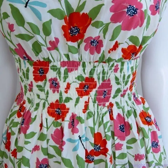 NEW kate spade Bold garden blooms Blaire‎ cotton dress, Cream, Size 4