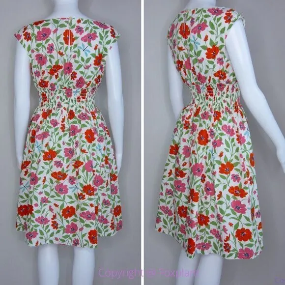 NEW kate spade Bold garden blooms Blaire‎ cotton dress, Cream, Size 4