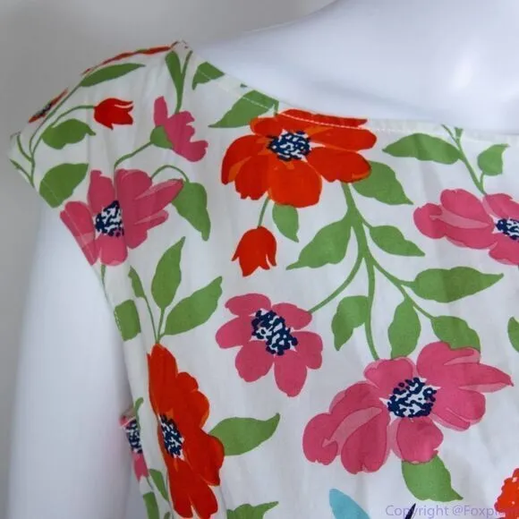 NEW kate spade Bold garden blooms Blaire‎ cotton dress, Cream, Size 4
