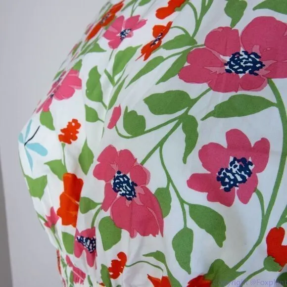 NEW kate spade Bold garden blooms Blaire‎ cotton dress, Cream, Size 4