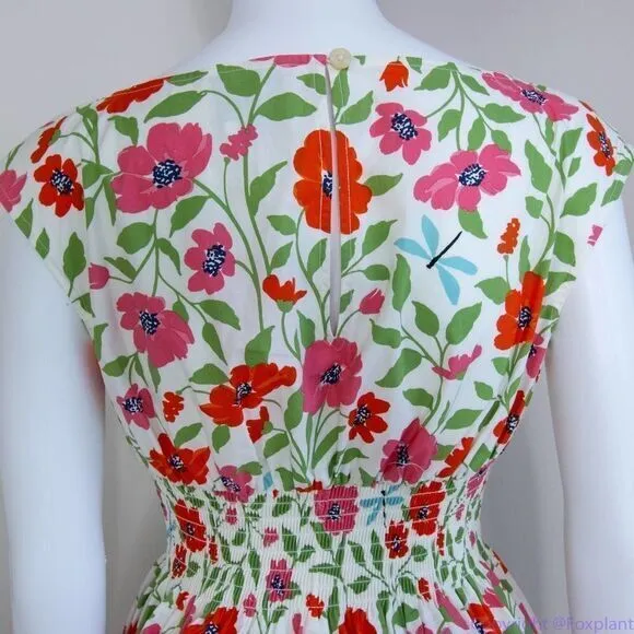 NEW kate spade Bold garden blooms Blaire‎ cotton dress, Cream, Size 4