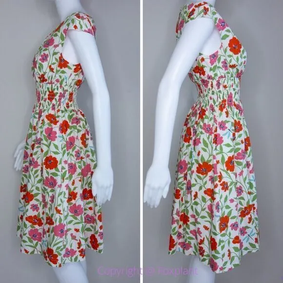 NEW kate spade Bold garden blooms Blaire‎ cotton dress, Cream, Size 4