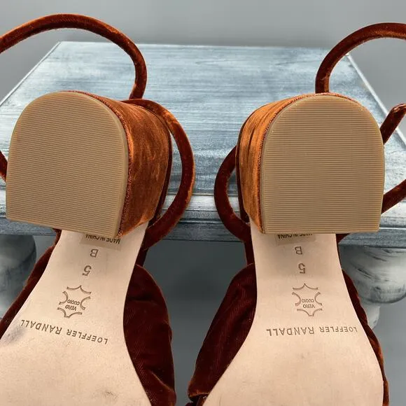 NEW Leoffler Randall Women’s Fiamma Sienna Knot Mid-Heel Sandals Brown Size 5