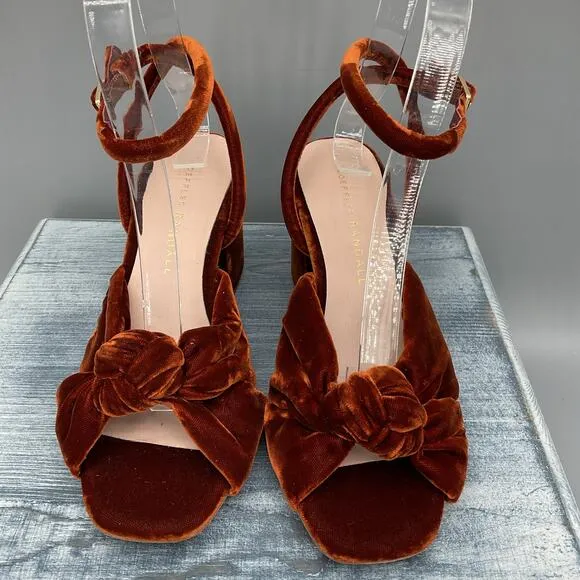 NEW Leoffler Randall Women’s Fiamma Sienna Knot Mid-Heel Sandals Brown Size 5