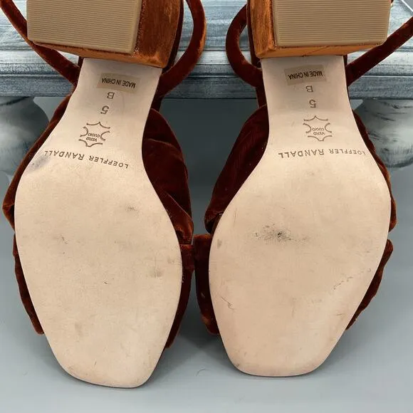 NEW Leoffler Randall Women’s Fiamma Sienna Knot Mid-Heel Sandals Brown Size 5