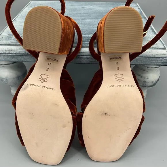 NEW Leoffler Randall Women’s Fiamma Sienna Knot Mid-Heel Sandals Brown Size 5