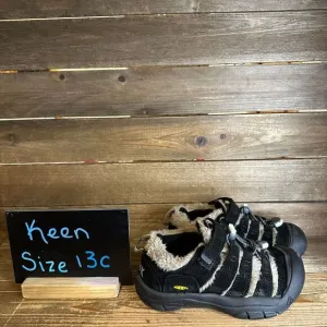 New Little Kids‎ Keen Newport Black Suede Fur Trimmed Outdoor Shoes Size 13 C