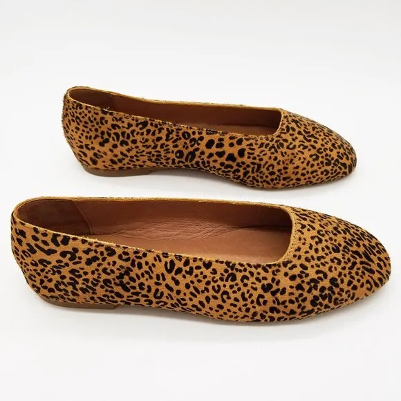 NEW Madewell The Cory Flat in Leopard Calf Hair Desert Dune Multi Size 6 $118