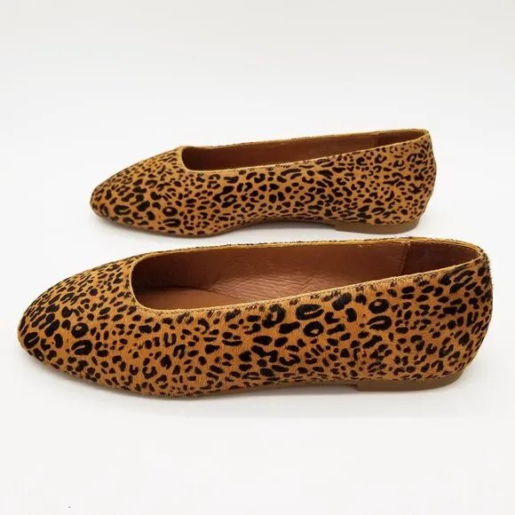 NEW Madewell The Cory Flat in Leopard Calf Hair Desert Dune Multi Size 6 $118