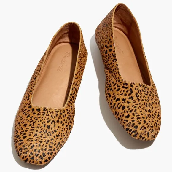 NEW Madewell The Cory Flat in Leopard Calf Hair Desert Dune Multi Size 6 $118