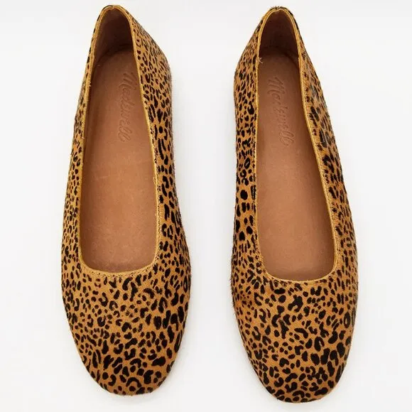 NEW Madewell The Cory Flat in Leopard Calf Hair Desert Dune Multi Size 6 $118