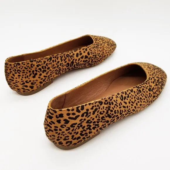 NEW Madewell The Cory Flat in Leopard Calf Hair Desert Dune Multi Size 6 $118