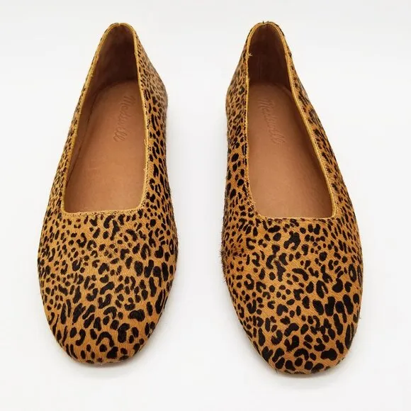 NEW Madewell The Cory Flat in Leopard Calf Hair Desert Dune Multi Size 6 $118