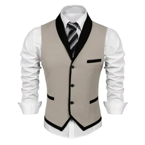 NEW MEN'S Suit Vest Slim Fit Waistcoat Tan