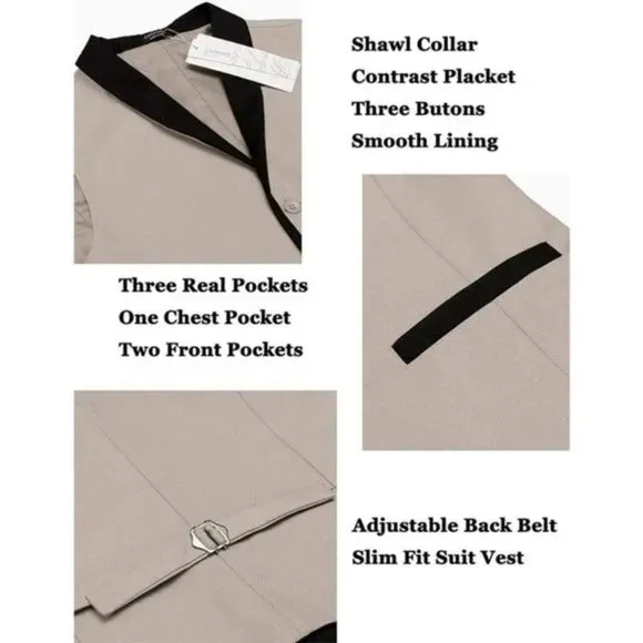 NEW MEN'S Suit Vest Slim Fit Waistcoat Tan