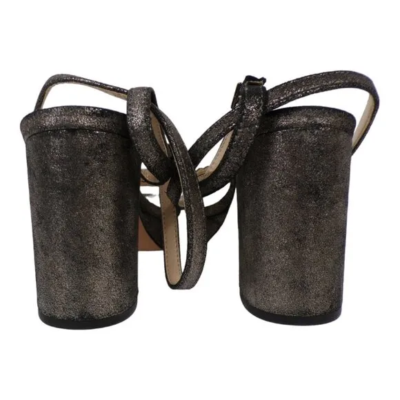 NEW Pelle Moda Ansel Sandals Block Heels Ankle Straps Pewter Size 10M #1141