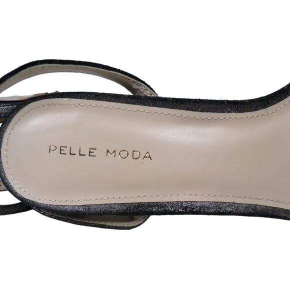 NEW Pelle Moda Ansel Sandals Block Heels Ankle Straps Pewter Size 10M #1141