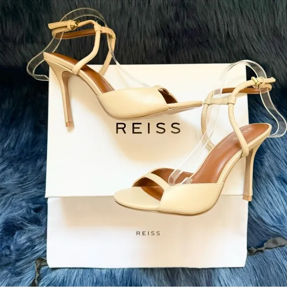 New! REISS Harper Strappy Heels Sandals in Buscuit Nude