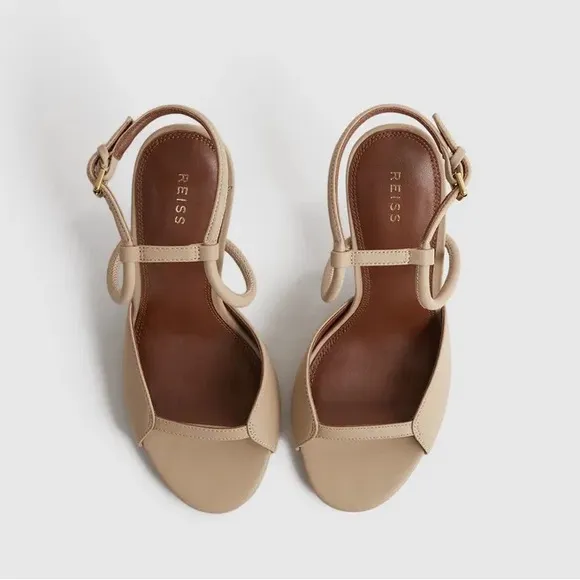 New! REISS Harper Strappy Heels Sandals in Buscuit Nude