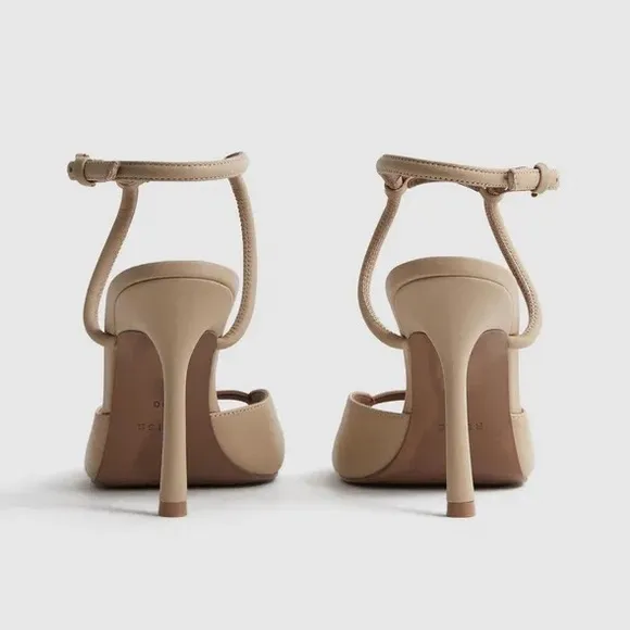 New! REISS Harper Strappy Heels Sandals in Buscuit Nude