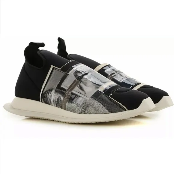 New Rick Owens Drkshdw Babel Sneakers Shoes Black Cream  Size 37 Women 7