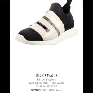New Rick Owens Drkshdw Babel Sneakers Shoes Black Cream  Size 37 Women 7