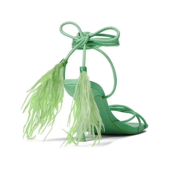 NEW Steve Madden Bryden Wrap Lace Up Heel Feather Sandals in Green